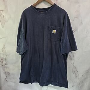 Carhartt T Shirt Mens 2XL Blue Pocket Original Fit Short Sleeve Dark Navy K87
